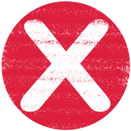 Illustration of a white cross inside a red circle representing a cancellation sign. The color stroke...
