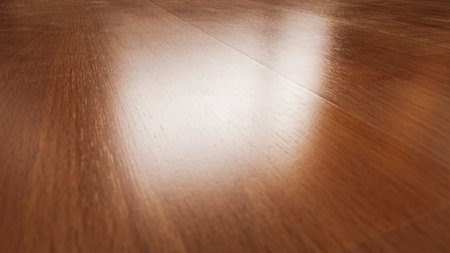 Shoot next to floor of parquet surface where light from windows reflects.の写真素材