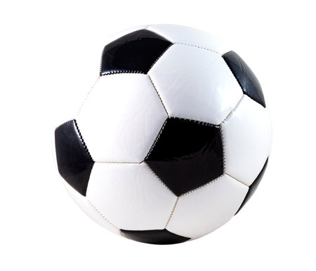 Black and white soccer ball isolated on whiteの写真素材