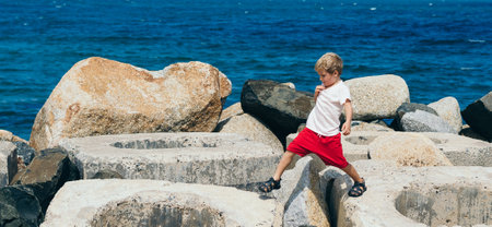 Real photo affirmation Every day brings me closer to my goal. boy child takes a wide step jumps...