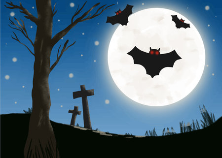 this Illustration vector graphic of bats background is good for Halloween card backgroundのイラスト素材
