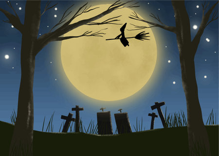 this Illustration vector graphic of witch background is good for Halloween card backgroundのイラスト素材