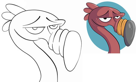 Illustration vector graphic of cartoon flamingo is good for children coloring book or learning how to color.のイラスト素材