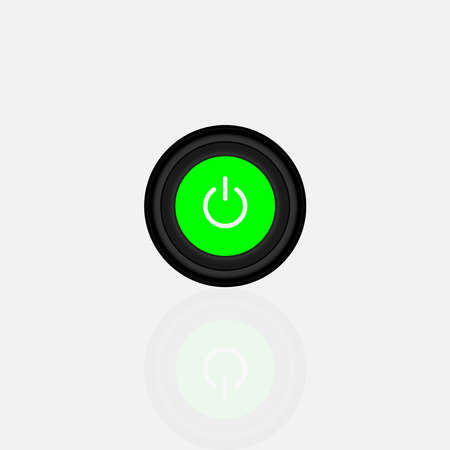 Set of 4 On Off slider style power buttons with black background, The Off buttons are enclosed in red circle and the on buttons in green circle,のイラスト素材