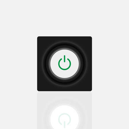 Set of 4 On Off slider style power buttons with black background, The Off buttons are enclosed in red circle and the on buttons in green circle,のイラスト素材