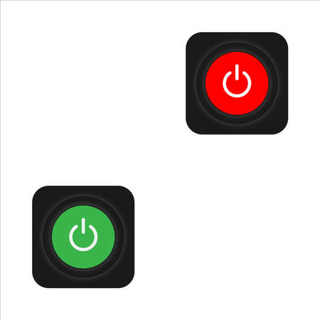 On Off slider style power buttons, The Off buttons are enclosed in red,のイラスト素材