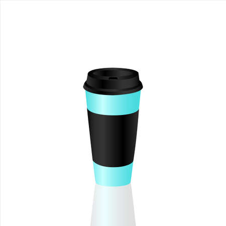 Takeaway Hot coffee cup, Can be any kind of hot drink like Hot green tea latte, Hot latte coffee or Cappuccino in white paper cup with multicolours lids and shadow in white backgroundのイラスト素材