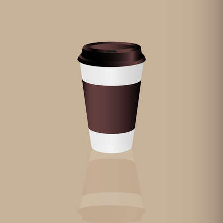 Takeaway Hot coffee cup, Can be any kind of hot drink like Hot green tea latte, Hot latte coffee or Cappuccino in white paper cup with multicolours lids and shadow in white backgroundのイラスト素材