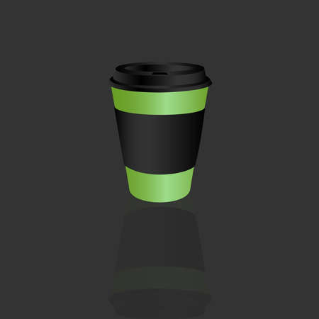 Takeaway Hot coffee cup, Can be any kind of hot drink like Hot green tea latte, Hot latte coffee or Cappuccino in white paper cup with multicolours lids and shadow in white backgroundのイラスト素材