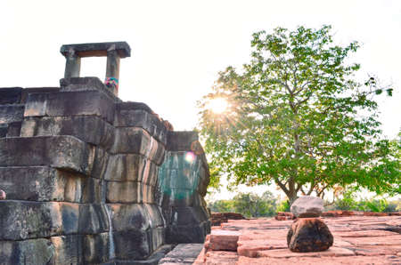 Khmer Temple, old temple name Prasat Noan Koo, Angkor period time, Korat, Sung noen, Thailand - travelingの写真素材