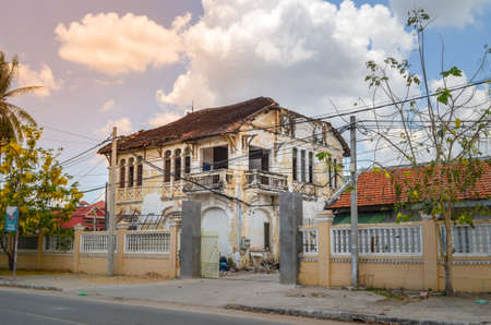 Takeo, Cambodia - April 21, 2017 : French architect house in Cambodiaのeditorial素材