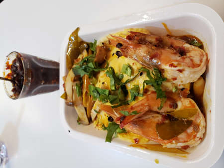 Creamy Omelet with Tomyum Kung suace  on Riceの写真素材