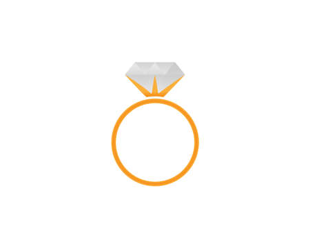 Wedding or engagement gold diamond ring in white backgroundのイラスト素材