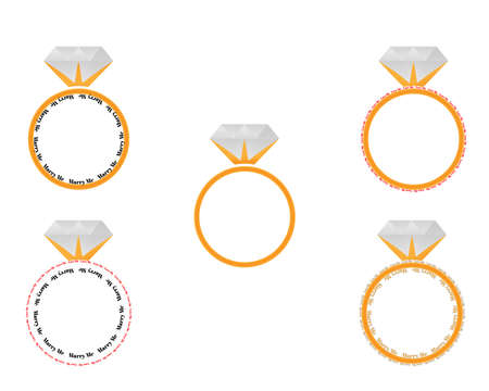 Orange gemstone silver ring in white backgroundのイラスト素材