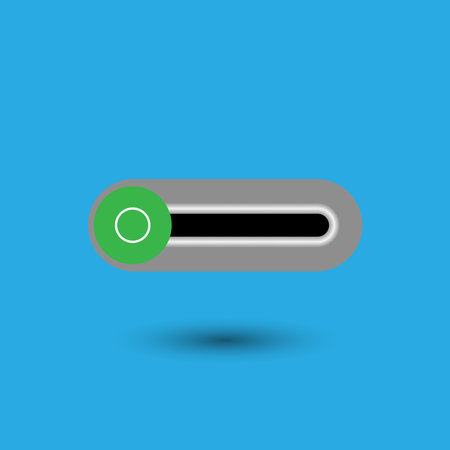 On Off switch toggle - slider style power buttons with silver button round in grey background, The...