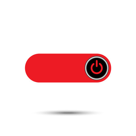 On Off slider style power buttons with red background, The Off buttons are enclosed in red circle with black circle push buttonのイラスト素材
