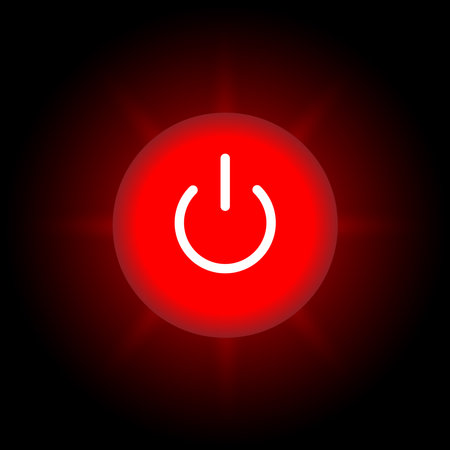 On Off Push style power buttons, The Off buttons are enclosed in red, with shiny backgroundの写真素材