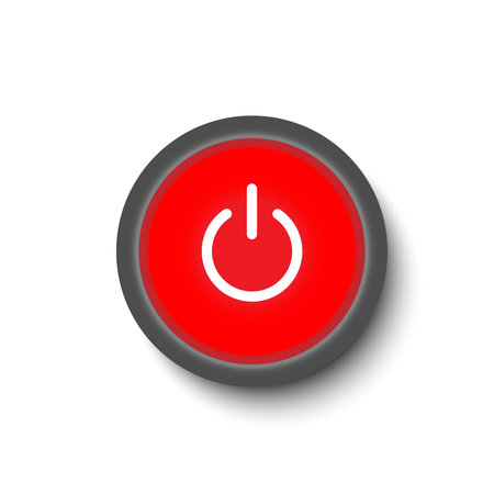 On Off Push style power buttons, The Off buttons are enclosed in red icon in white background,のイラスト素材