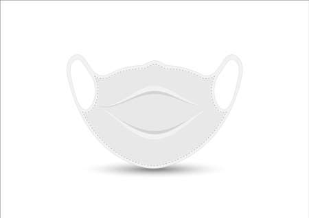 Mask for protecting from  with a little shadow in white backgroundのイラスト素材