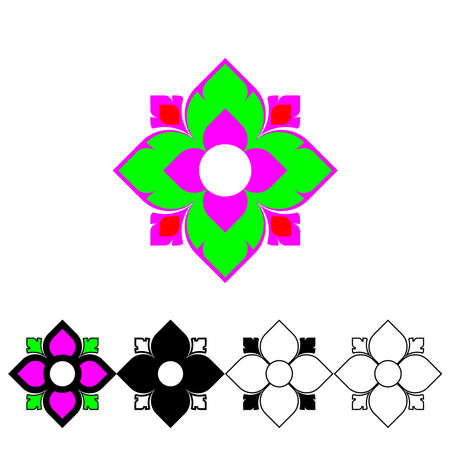 Line Thai, multicolor blossom, Traditional Thai style pattern , Vector illustrationのイラスト素材