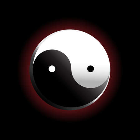 Yin Yang white and black with red solar grow Vector illustration, Yin and Yang symbol of harmony and balanceのイラスト素材