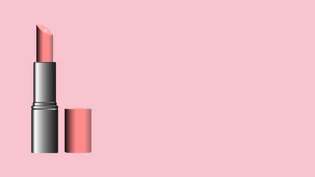 Red colour Lipsticks and silver packaging with opened red coloured caps isolated on white backgroundのイラスト素材