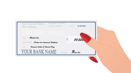 Cheque book in Black and brown color with Bright blue and silver pen in white backgroundのイラスト素材