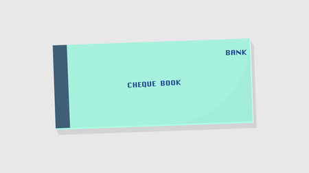 Cheque book in light green color in white backgroundのイラスト素材