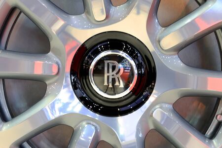 Bangkok - April 2 : logo of Roll Royce on wheel - in display at The 36th Bangkok international Motor Show 2015 on April 2, 2015 in Bangkok Thailandのeditorial素材