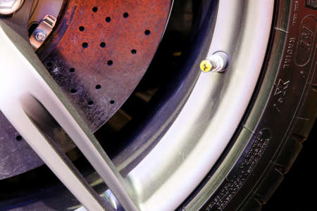 Bangkok - April 2 : logo of Ferrari on win stopper - in display at The 36th Bangkok international...