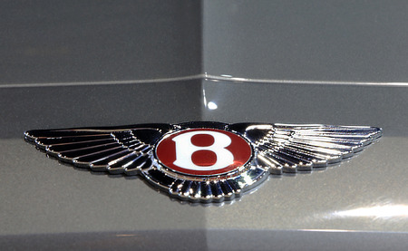 Bangkok - April 2 : logo of Bentley on silver texture  in display at The 36th Bangkok international...