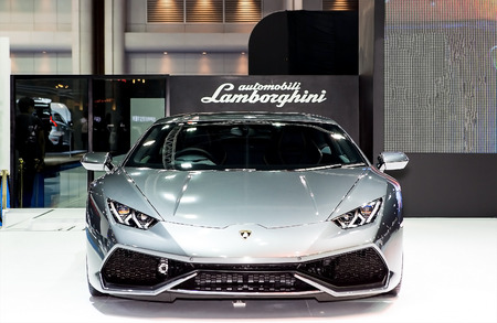 Bangkok - March 22 : gray Lamborghini luxury sport car - in display at The 37th Bangkok international Motor Show 2016 on March 22, 2016 in Bangkok Thailandのeditorial素材