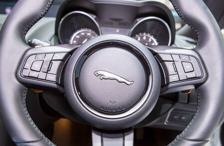 Bangkok - March 22 : logo of Jaguar on steering wheel - in display at The 37th Bangkok international...