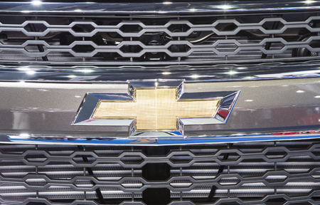 Bangkok - March 22 : logo of Chevrolet on bumper - in display at The 37th Bangkok international Motor Show 2016 on March 22, 2016 in Bangkok Thailandのeditorial素材