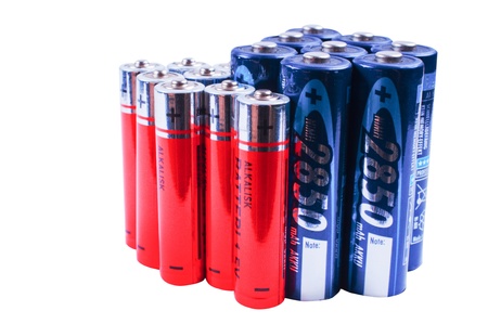 Bunch of rechargeables batterys isolatedの写真素材