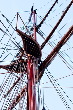 View from down of tall ship mastの写真素材