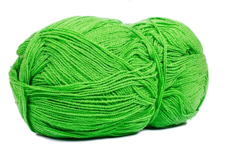 Green thread ball for knitting isolatedの写真素材