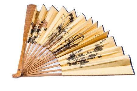 Chinese folding fan isolated close upの写真素材