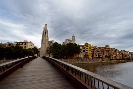 architecture girona, jewish quarter, spain, cataloniaの写真素材