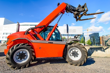 skid steer loader at construction area near Oslo Opera Houseの写真素材