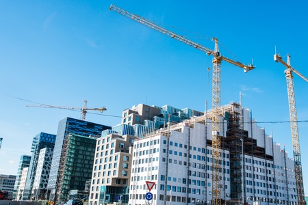 OSLO, NORWAY - AUGUST 11: View on modern building being still constructed as of August 11, 2012 in Oslo, Norwayのeditorial素材