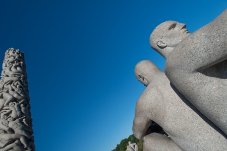 OSLO - SEPTEMBER 7: Statues in Vigeland park in Oslo, Norway on September 7, 2012. The park covers 80 acres and features 212 bronze and granite sculptures created by Gustav Vigeland.のeditorial素材