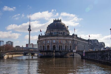 Bode Museum on Museum Island with TV Tower in background, Berlin, Germany, Europeのeditorial素材