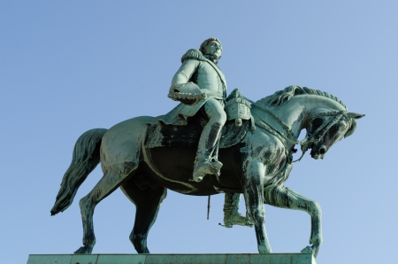 King Carl XIV Johan Statue at Norwegian Royal Palace Osloの写真素材