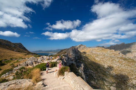 MALLORCA, SPAIN - JULY 7: Tourists on Cape Formentor  on July 7, 2012. Its highest point, Fumart, is 384 m above sea level.のeditorial素材