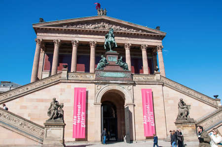 BERLIN, MARCH 19  Alte Nationalgalerie at Museumsinsel in Berlin  It is a gallery showing a collection of Neoclassical, Romantic, Biedermeier, Impressionist and early Modernist artwork, March 19, 2011のeditorial素材