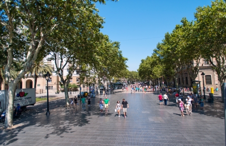 BARCELONA, SPAIN - JULY 19: Street of Barcelona on July 19, 2012. It is the capital of Catalonia and...