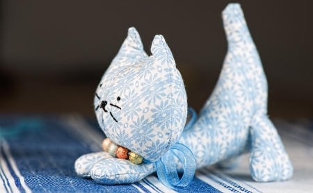 Homemade puppet, a catの写真素材