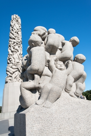 OSLO, NORWAY - AUGUST 27: The Frogner Park contains the world famous Vigeland Sculpture Park (Vigelandsanlegget) designed by Gustav Vigeland, Oslo, Norway on August 27, 2012のeditorial素材