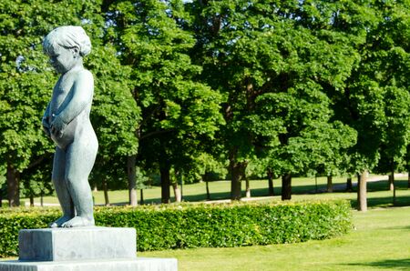 OSLO, NORWAY - SEPTEMBER 7: Statues in Vigeland park in Oslo, Norway on September 7, 2012.The park covers 80 acres and features 212 bronze and granite sculptures created by Gustav Vigeland.のeditorial素材